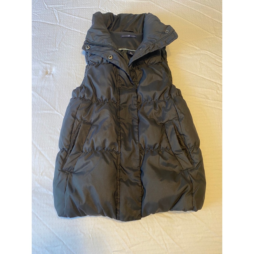 Gap Womens Black Puffer Vest Quilted Sleeveless Jacket High Neck XS Down